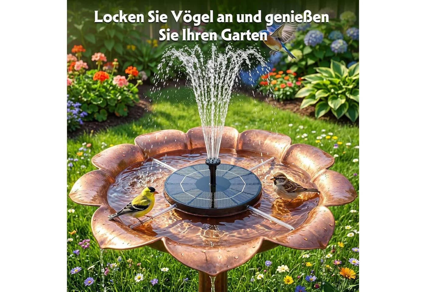 FELIXLEO Solarbrunnen mit Akku & 9 Fontänen - Bild 5