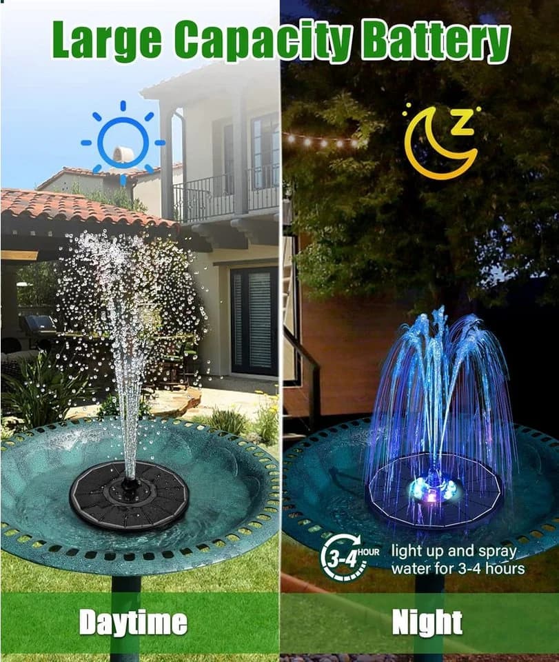 FELIXLEO Solarbrunnen Vogelbad mit 8 Düsen & LED - Bild 4