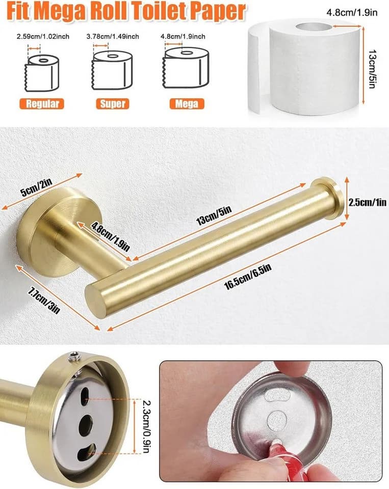 FELIXLEO Toilettenpapierhalter YUET Edelstahl Gebürstetes Gold