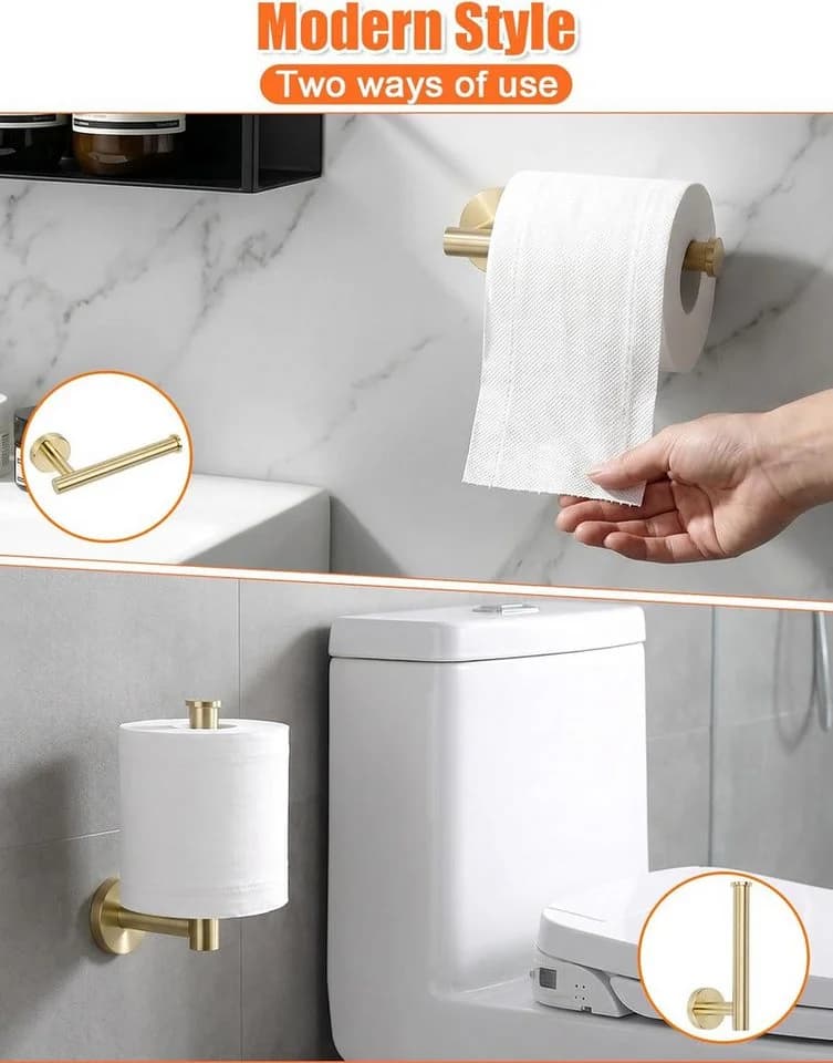 FELIXLEO Toilettenpapierhalter YUET Edelstahl Gebürstetes Gold - Bild 3
