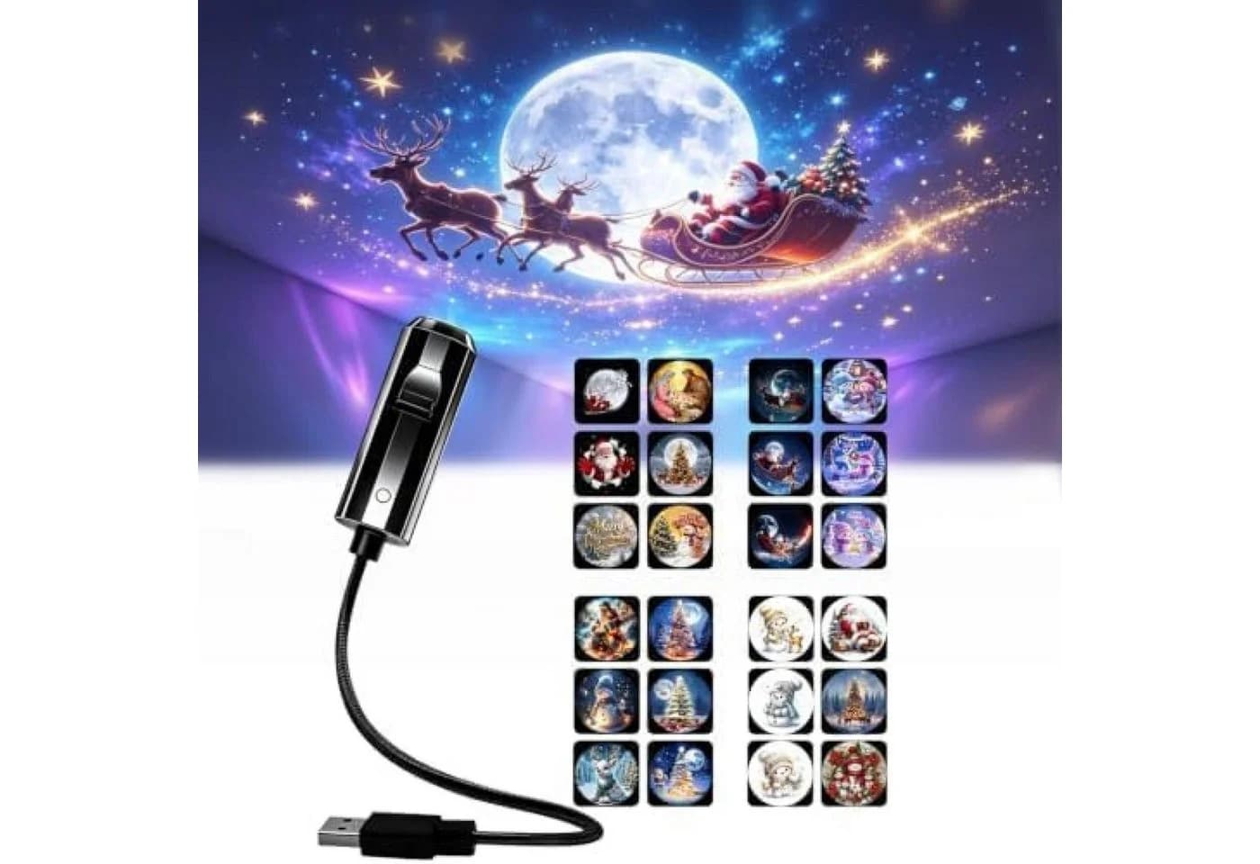 FELIXLEO LED Nachtlicht Weihnachtsprojektor mit 24 Motiven & USB - Bild 2