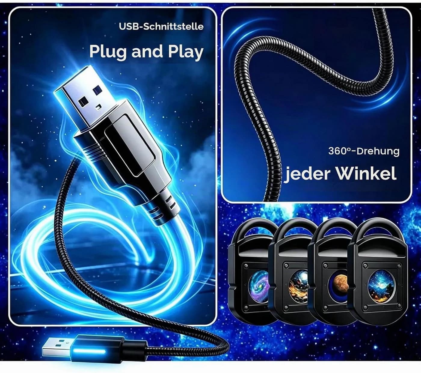 FELIXLEO LED Nachtlicht Weihnachtsprojektor mit 24 Motiven & USB - Bild 3
