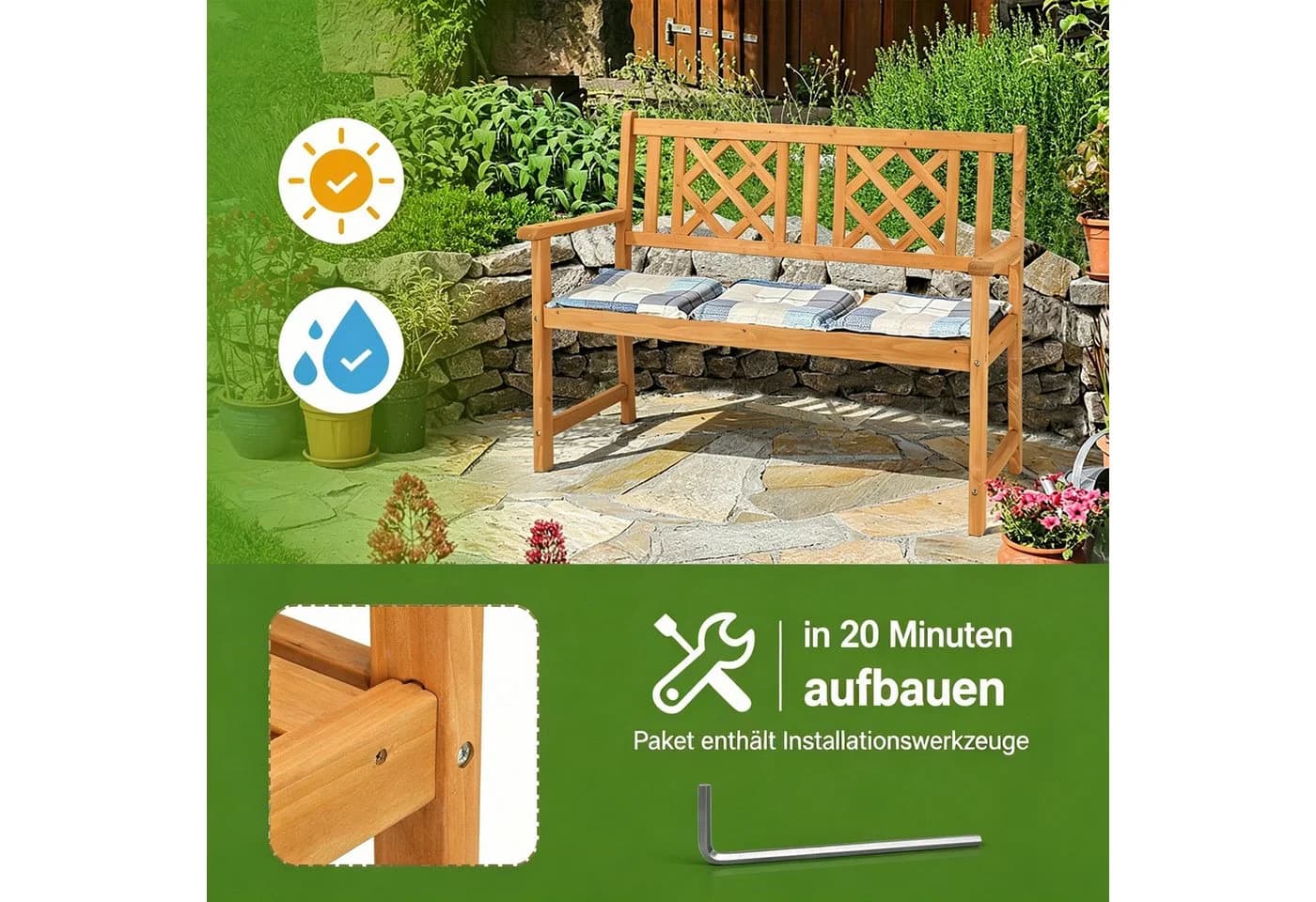 LEADZM Gartenlounge-Bank Tannenholz Braun - Bild 3