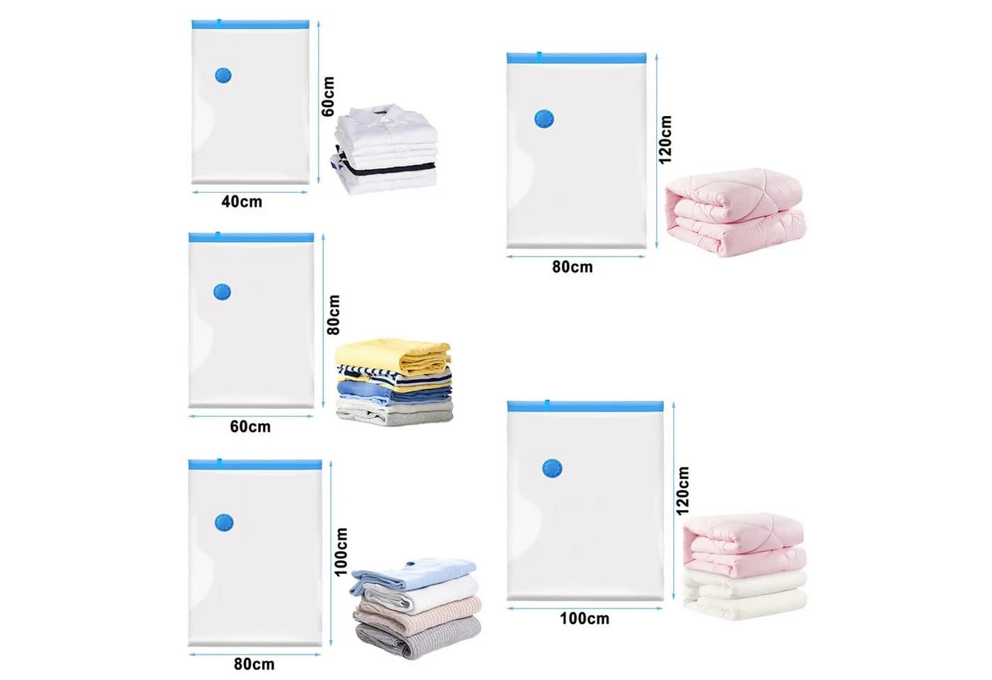 Clanmacy Vakuumbeutel 10er Set Transparent 40x60cm