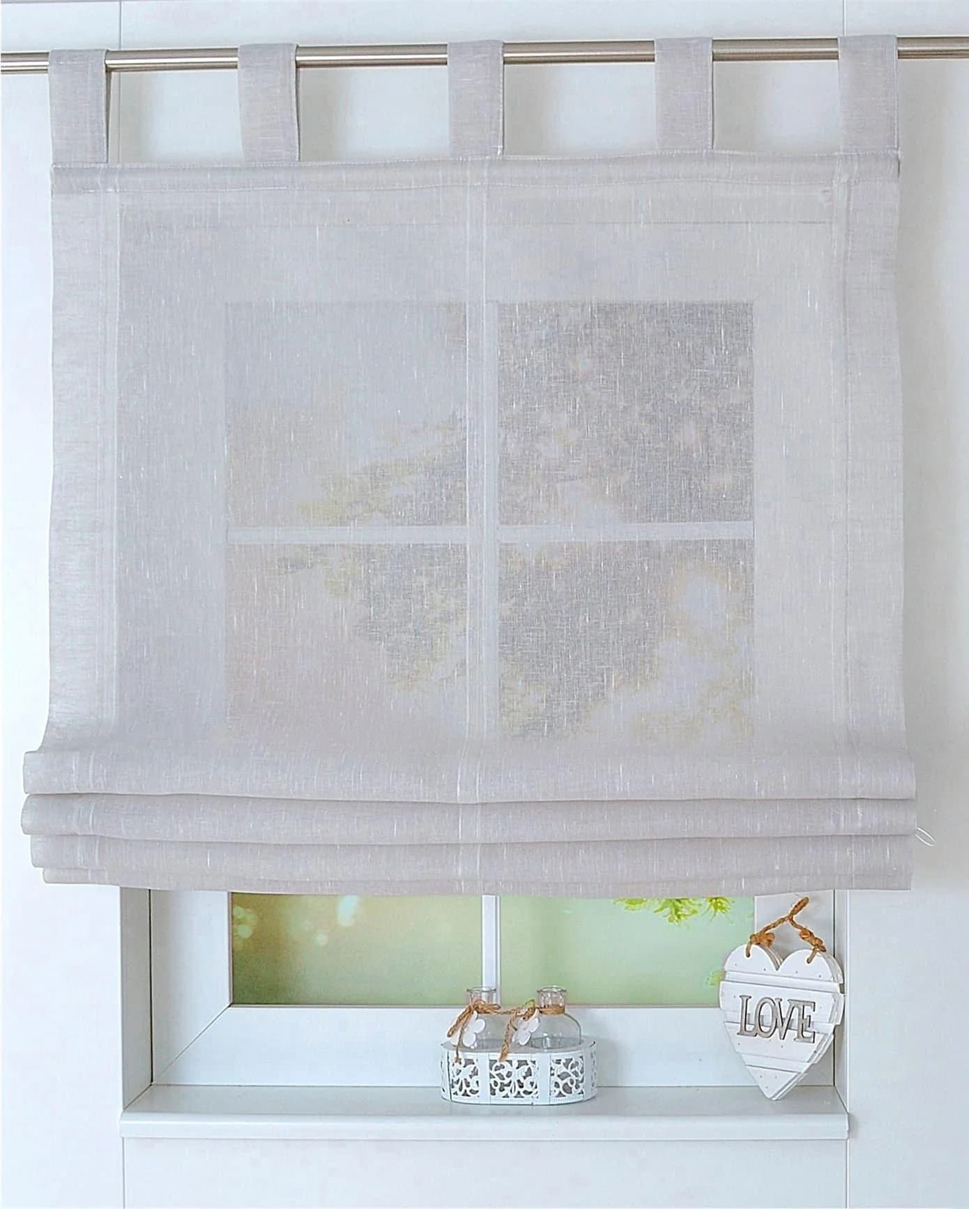 HEINE HOME Raffrollo Grau Taupe Leinen-Optik