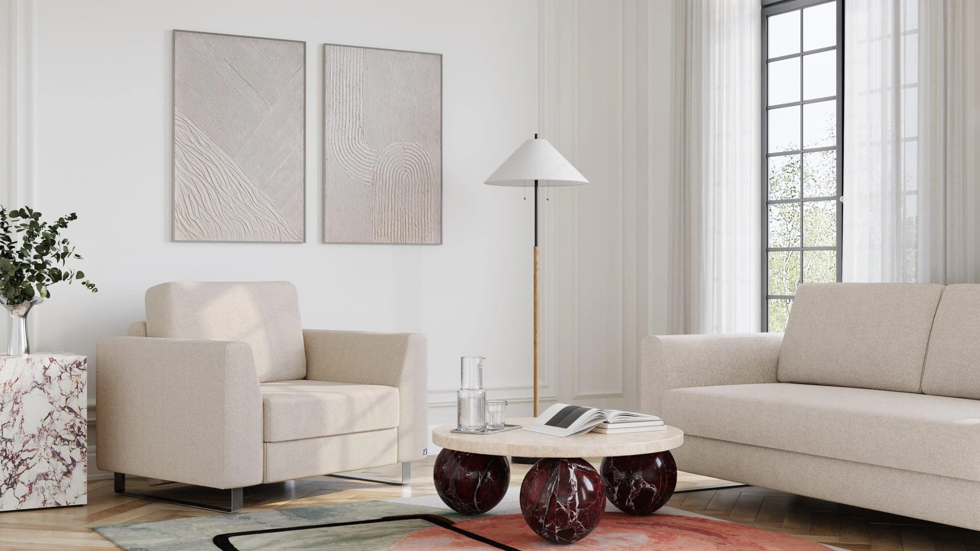 BRUNO Schlafsessel Beige Massivholz Boxspring 70cm