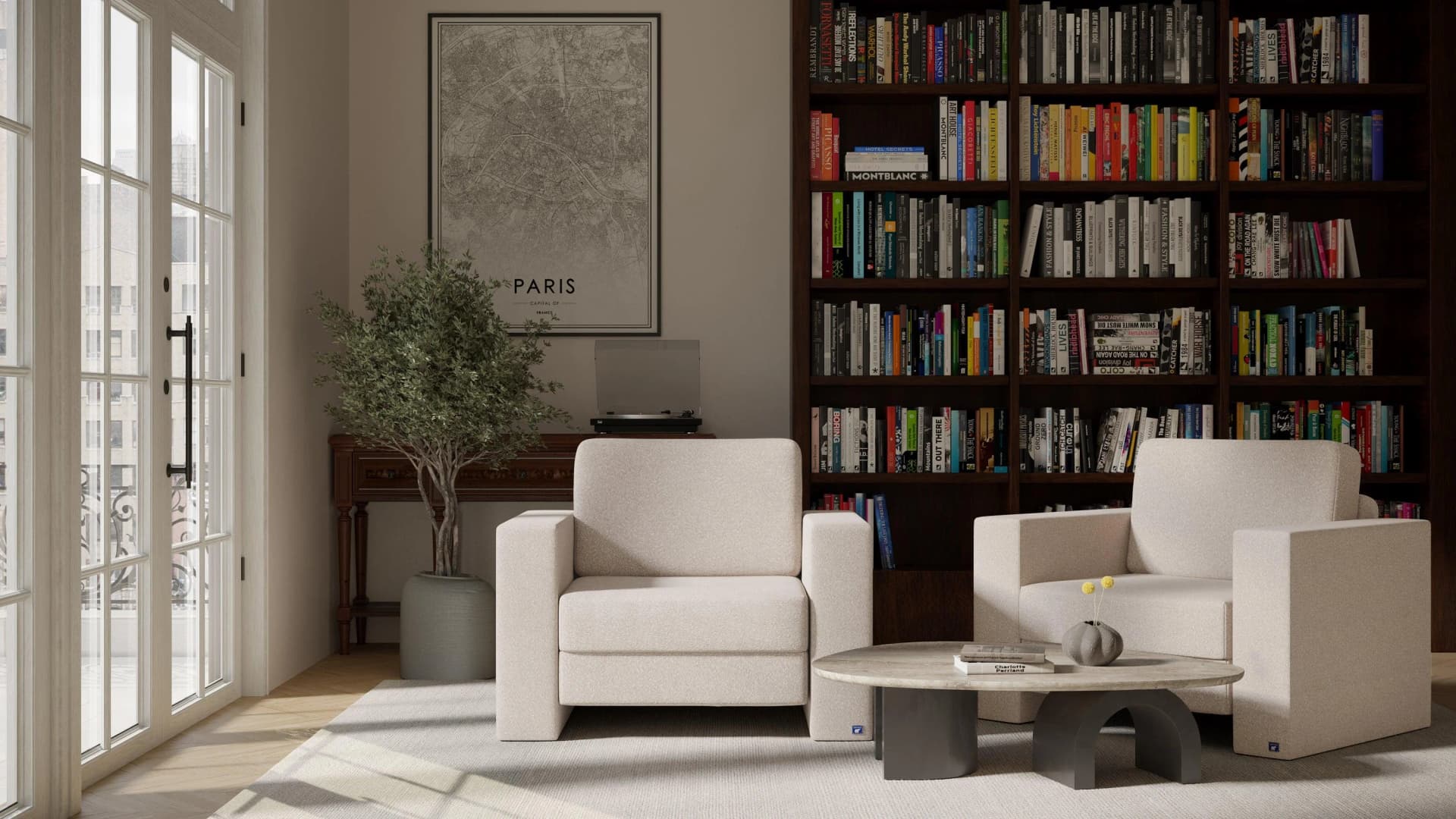 BRUNO Schlafsessel Beige Massivholz Boxspringkomfort