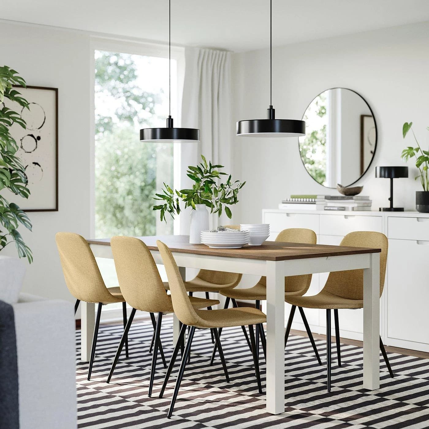 IKEA ÅLHULT / NORDMANSSKÄR Tisch und 6 Stühle Beige Braun Schwarz
