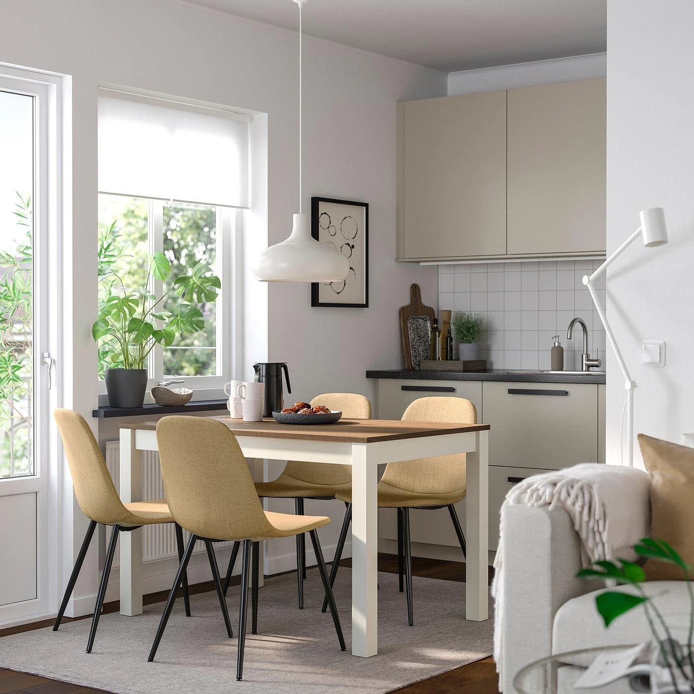 IKEA ÅLHULT / NORDMANSSKÄR Esstisch mit 4 Stühlen Beige Braun Schwarz