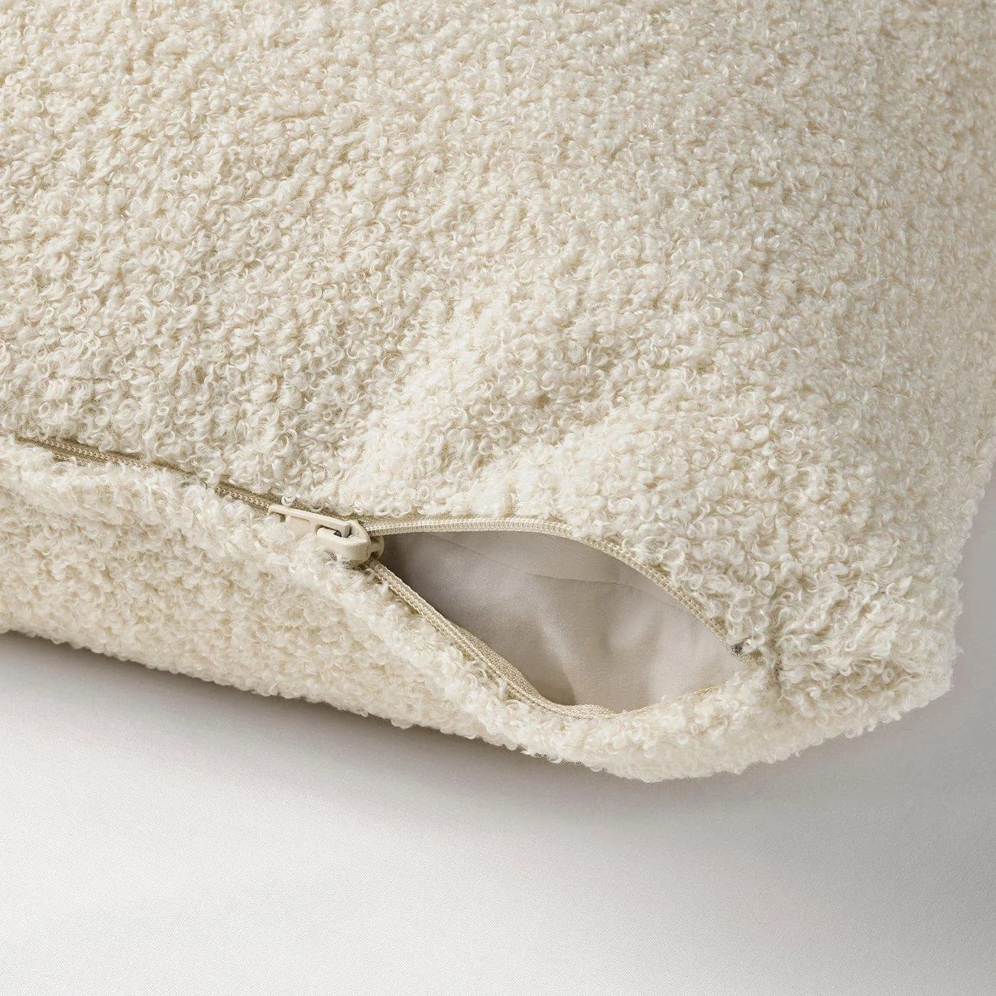 IKEA KRYDDBUSKE Kissenbezug Hellbeige Teddy-Flor