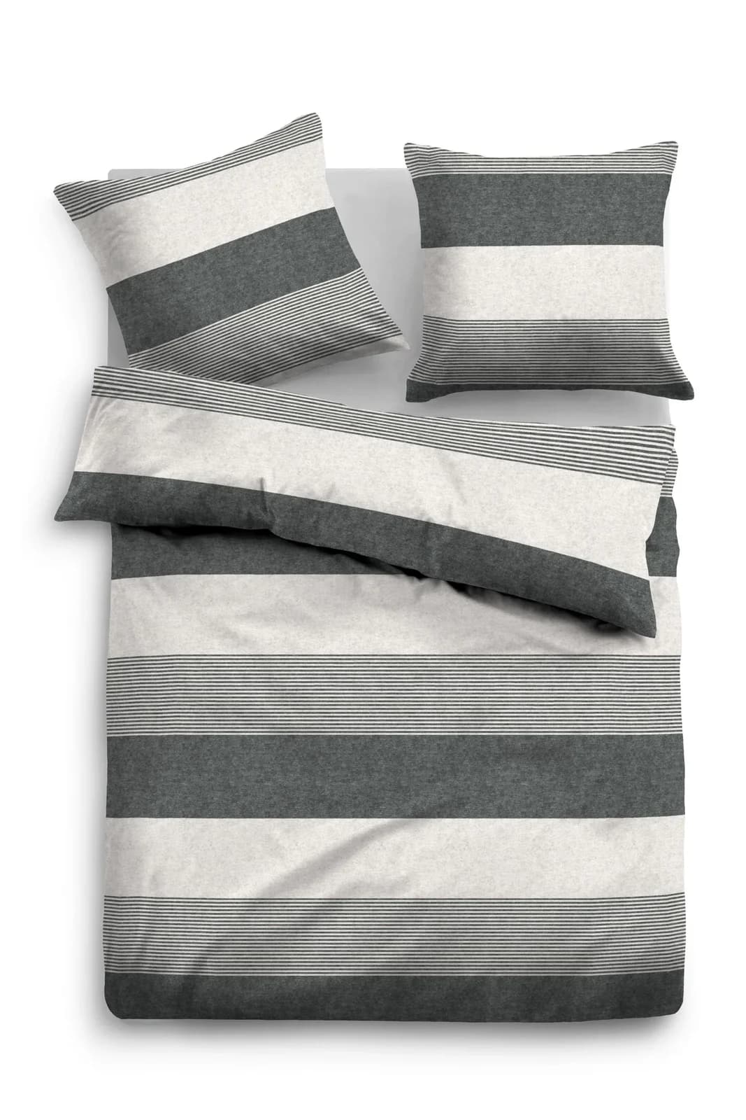 TOM TAILOR Flanell Bettwäsche Schwarz 135x200 cm mit Kissenbezug