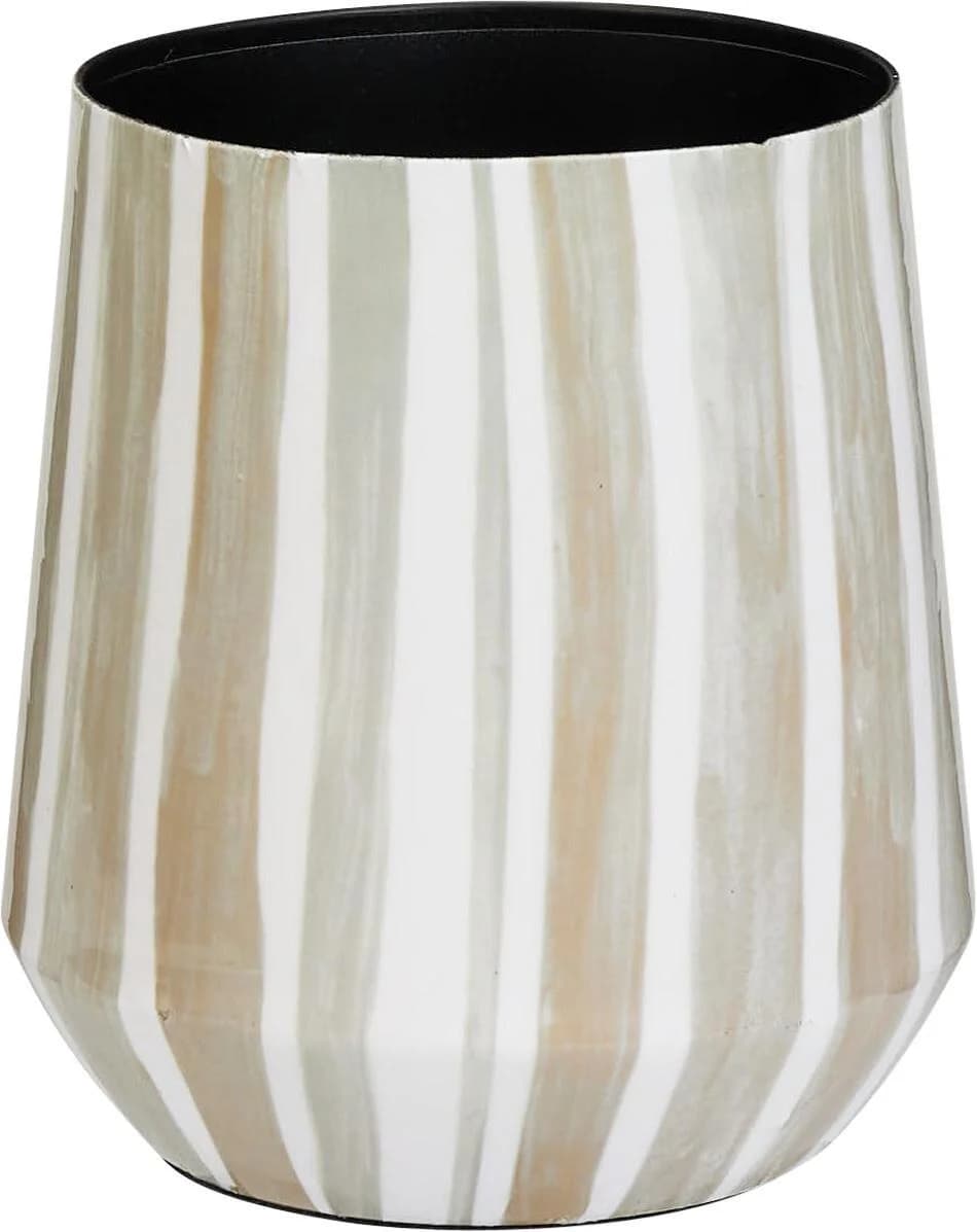Übertopf STREIFEN Weiß/Beige Eisen