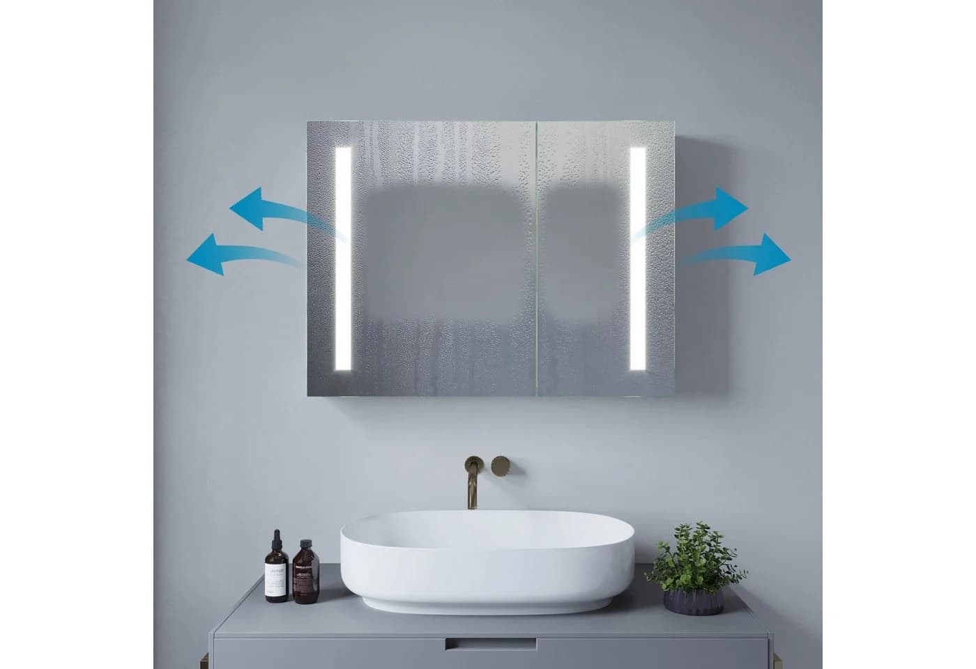 AQUABATOS Spiegelschrank Bad mit Beleuchtung LED 80x60 cm