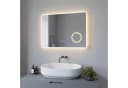 AQUABATOS Badspiegel LED 80x60cm Touch warmweiß mit Kosmetikspiegel Bild 1