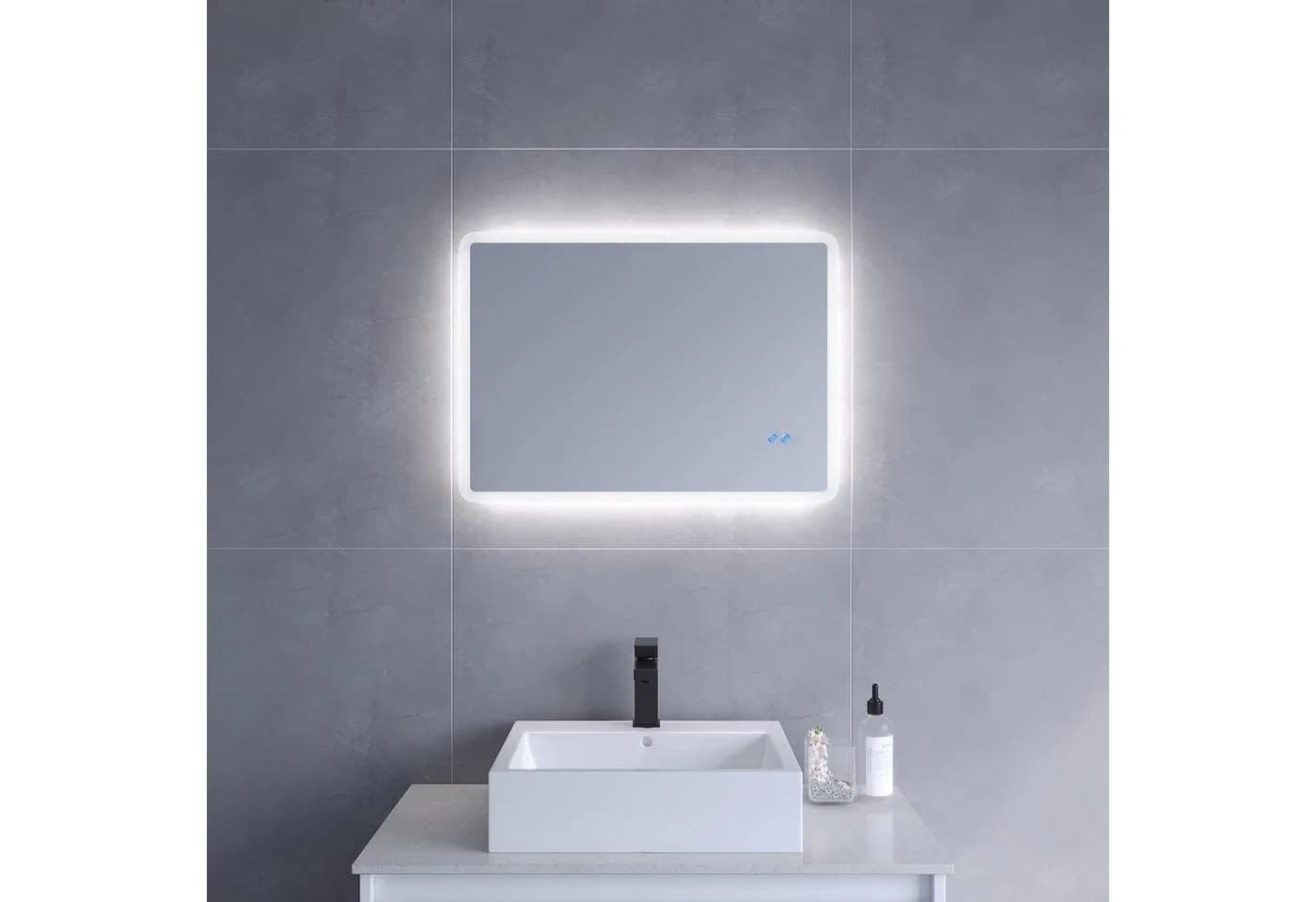 AQUABATOS LED Badspiegel Silber mit Touch-Sensor und Anti-Beschlag - Bild 2