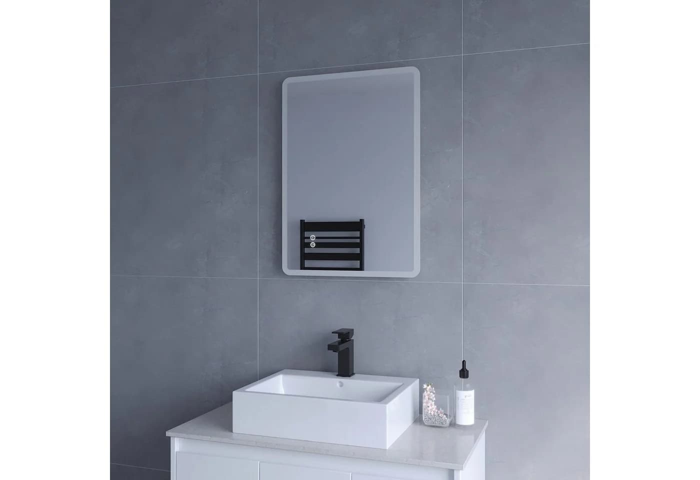 AQUABATOS LED Badspiegel Silber mit Touch-Sensor und Anti-Beschlag - Bild 4
