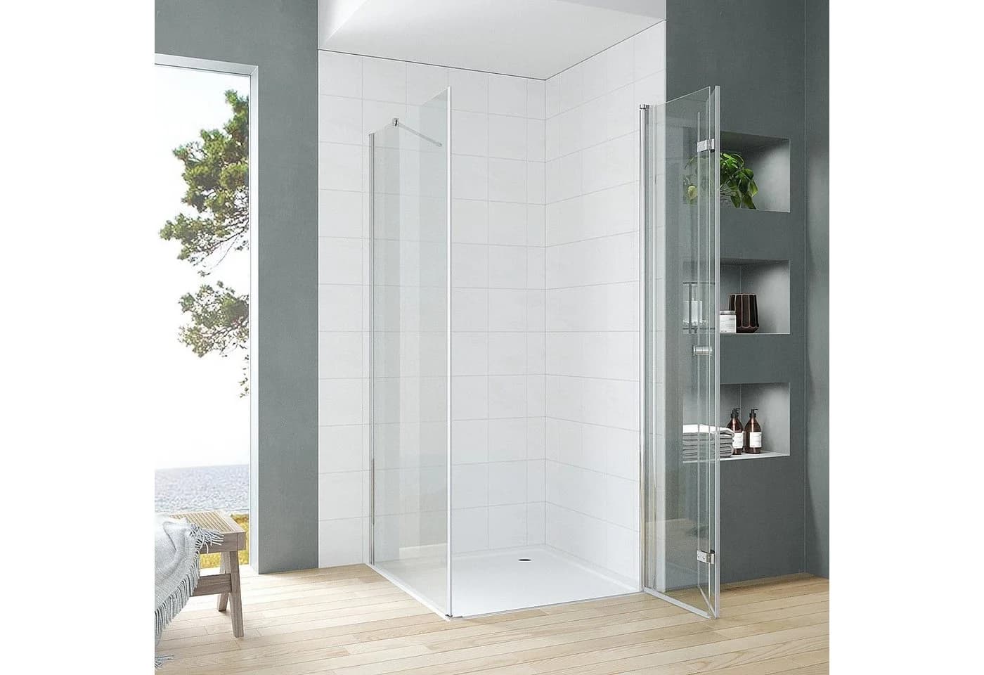 AQUABATOS Eckdusche Duschkabine Eckeinstieg Falttür - Bild 3
