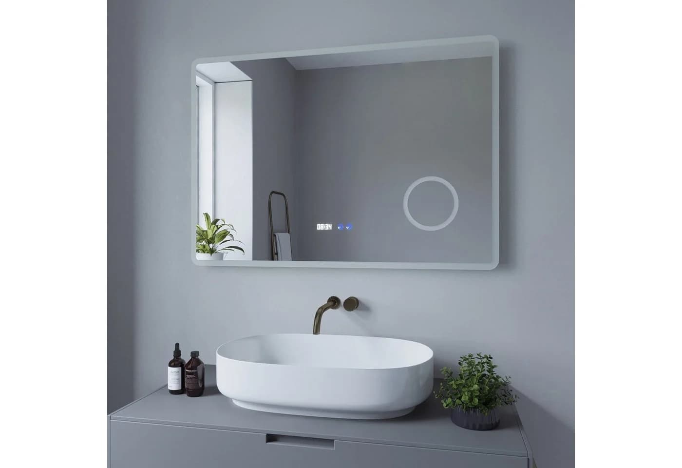 AQUABATOS Badspiegel LED mit Uhr und Beleuchtung - Bild 3
