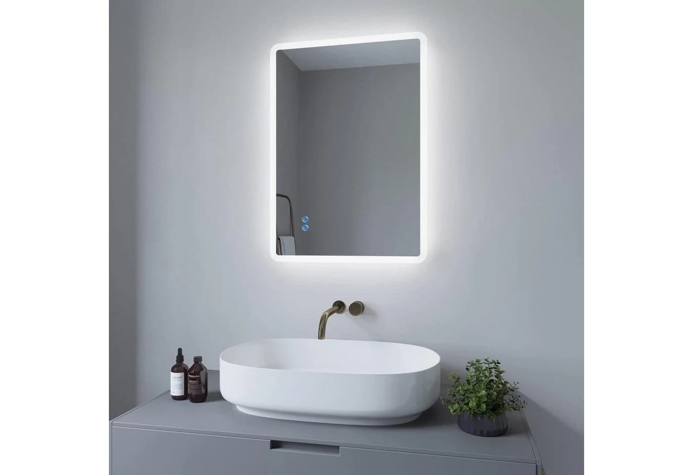 AQUABATOS LED-Lichtspiegel Bad Spiegel mit Beleuchtung Kaltweiß 6400K, Dimmbar, Beschlagfrei - Bild 2
