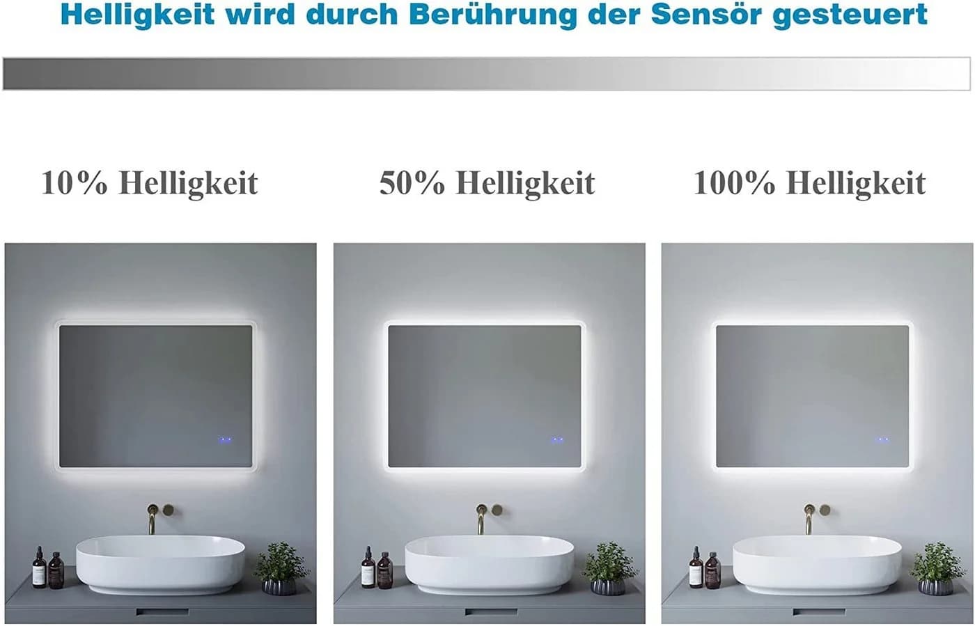 AQUABATOS LED-Lichtspiegel Bad Spiegel mit Beleuchtung Kaltweiß 6400K, Dimmbar, Beschlagfrei - Bild 4