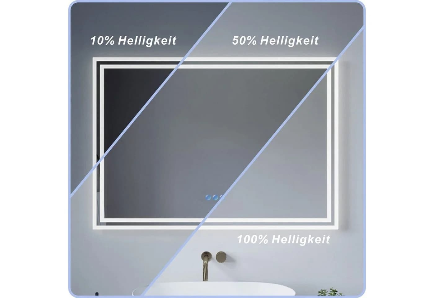 AQUABATOS LED-Badspiegel mit Touch-Schalter und Anti-Fog - Bild 5