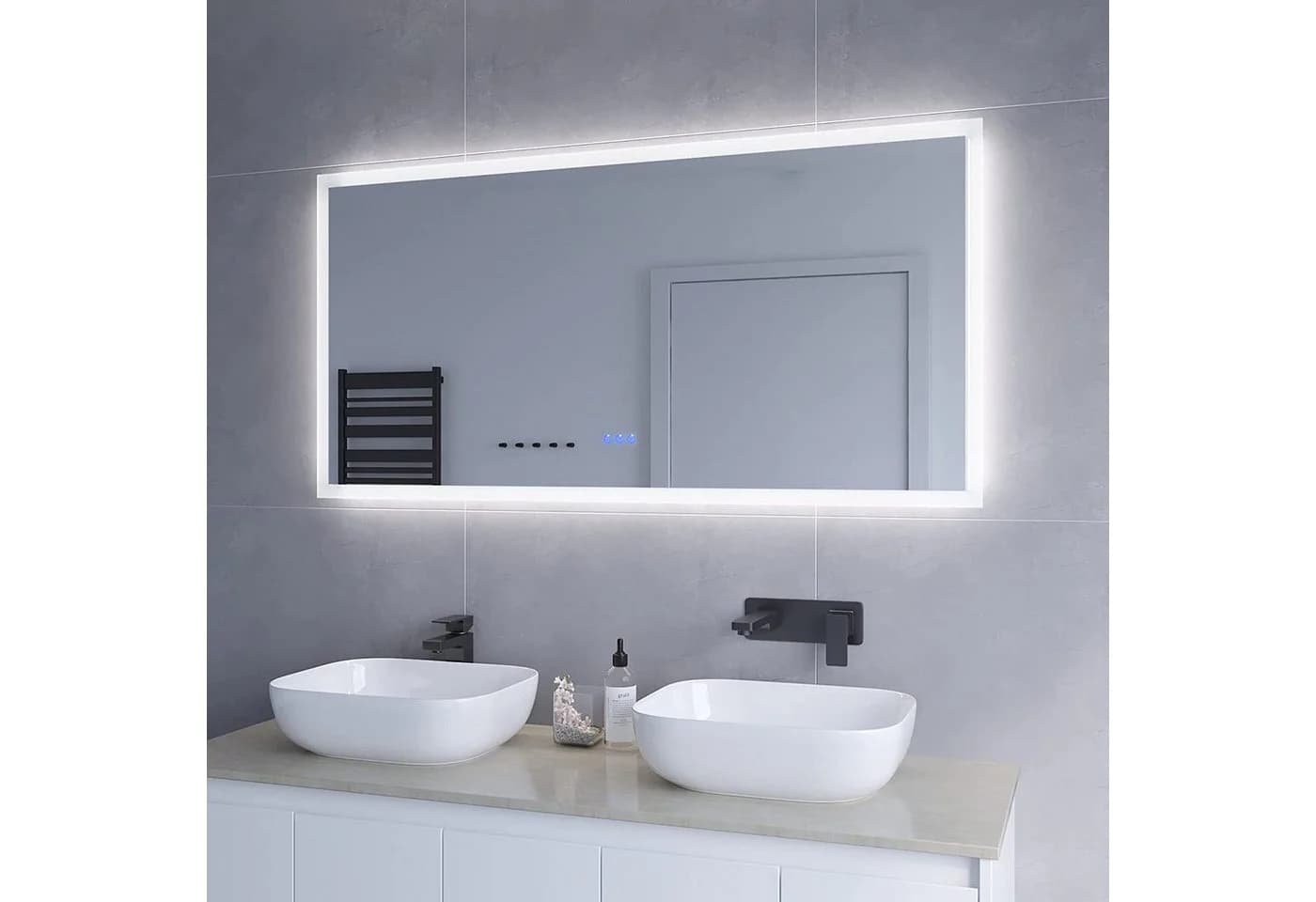 AQUABATOS LED Badspiegel Silber Dimmbar Beschlagfrei