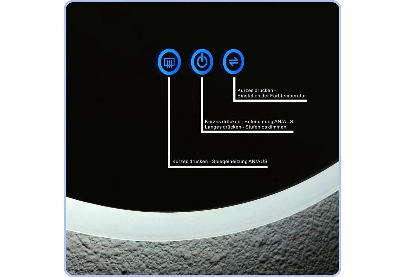 AQUABATOS LED Badspiegel mit Beleuchtung und Touch-Schalter Silber - Bild 4