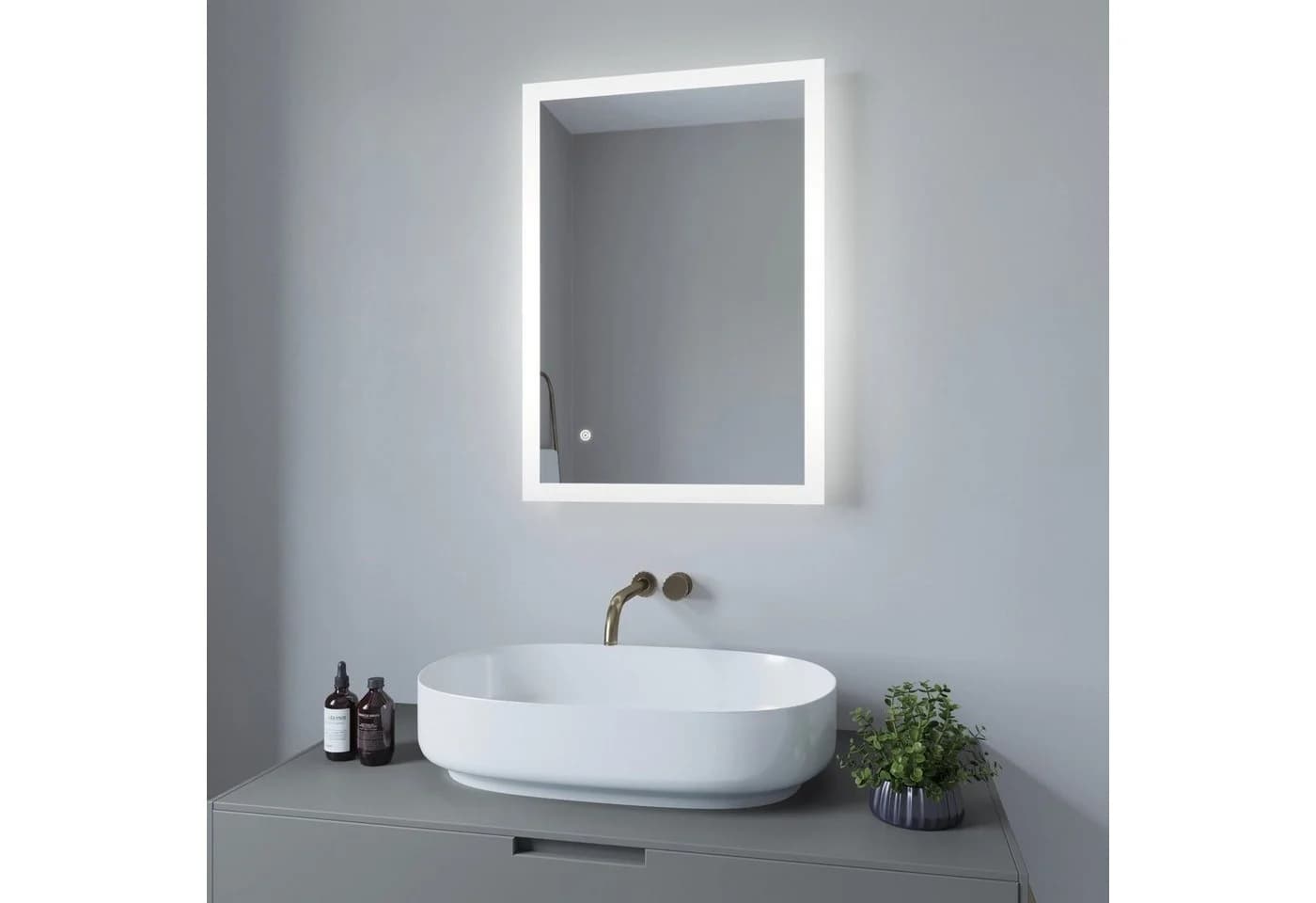 AQUABATOS LED Badspiegel mit Licht Touch Dimmbar Modern