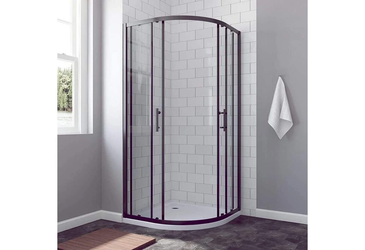 AQUABATOS Runddusche Duschkabine Schwarz Nano-Beschichtung