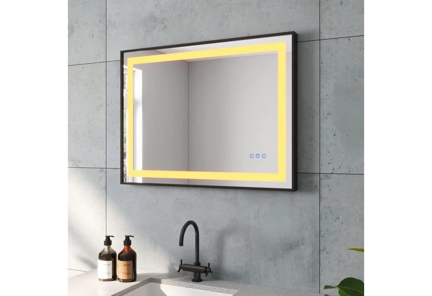 AQUABATOS Badspiegel LED mit Touch-Sensor und Anti-Beschlag-Funktion 80x60 cm
