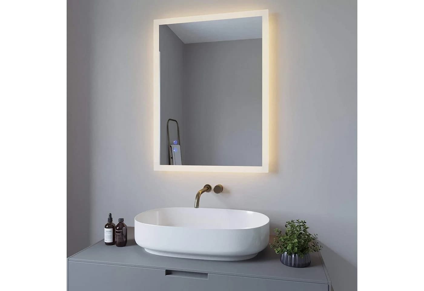 AQUABATOS LED Badspiegel 80x60cm mit Beleuchtung, Dimmbar & Touch Schalter - Bild 3