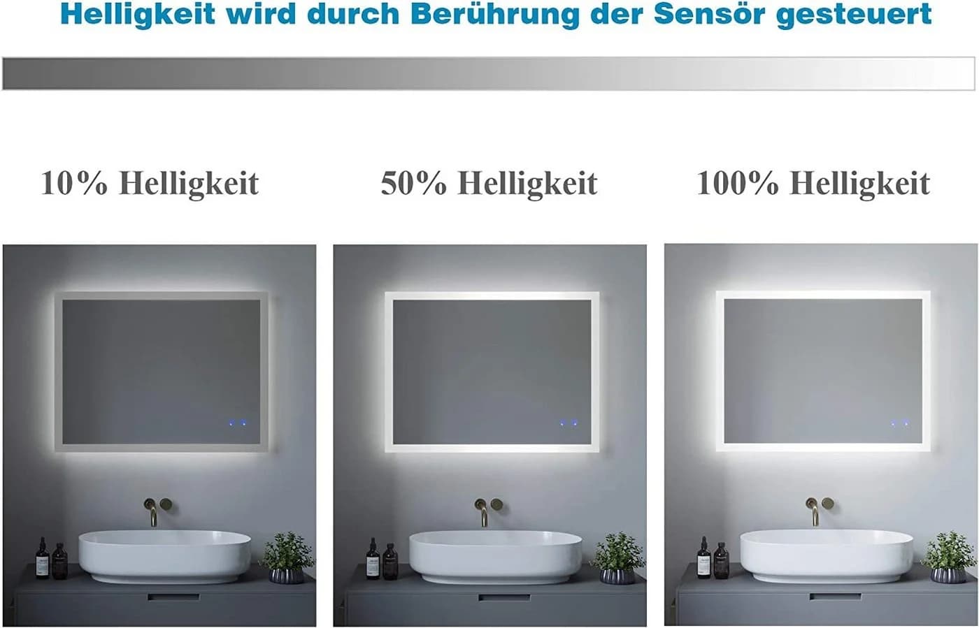 AQUABATOS LED Badspiegel 80x60cm mit Beleuchtung, Dimmbar & Touch Schalter - Bild 5