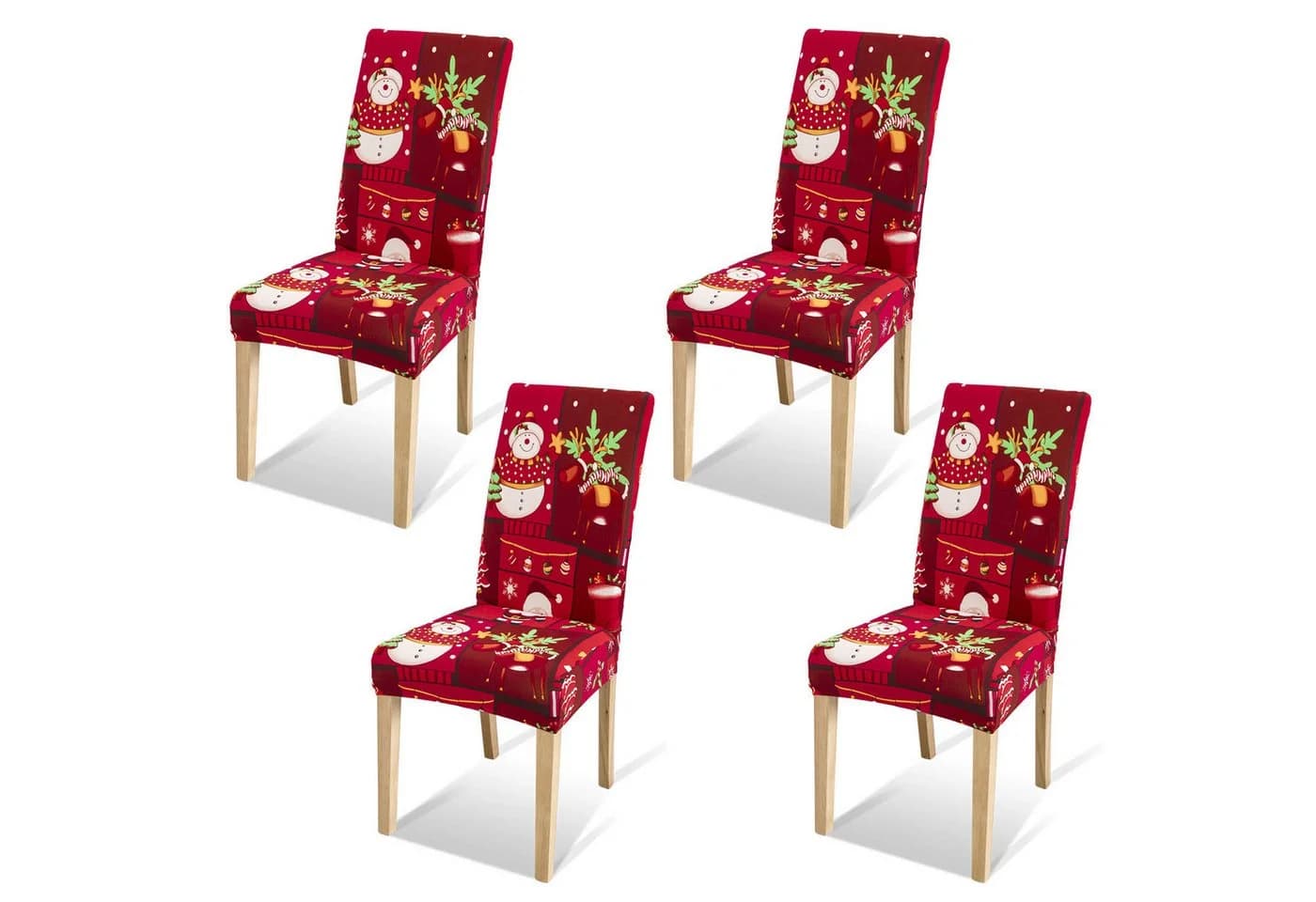 Clanmacy Weihnachtsstuhlhussen 4er Set Rot - Bild 2