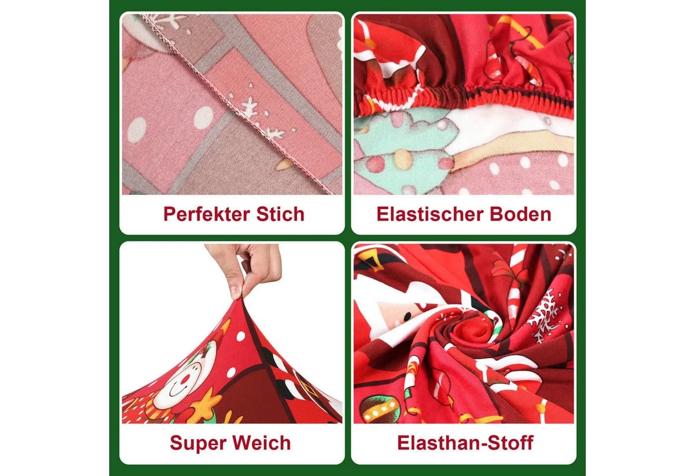 Clanmacy Weihnachtsstuhlhussen 4er Set Rot - Bild 4
