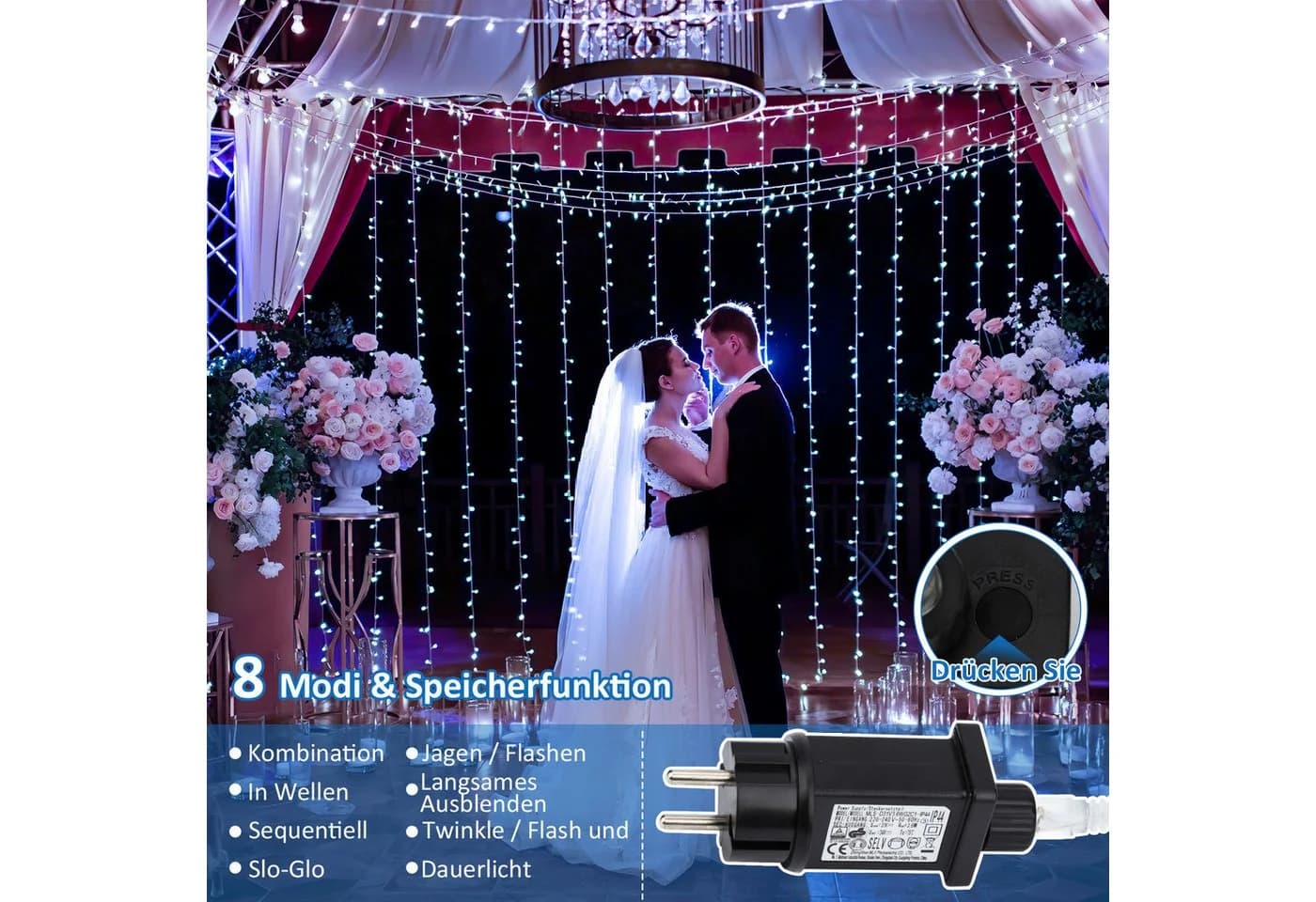 Clanmacy LED-Lichterkette 200M 8 Modi Wasserdicht Grün - Bild 3