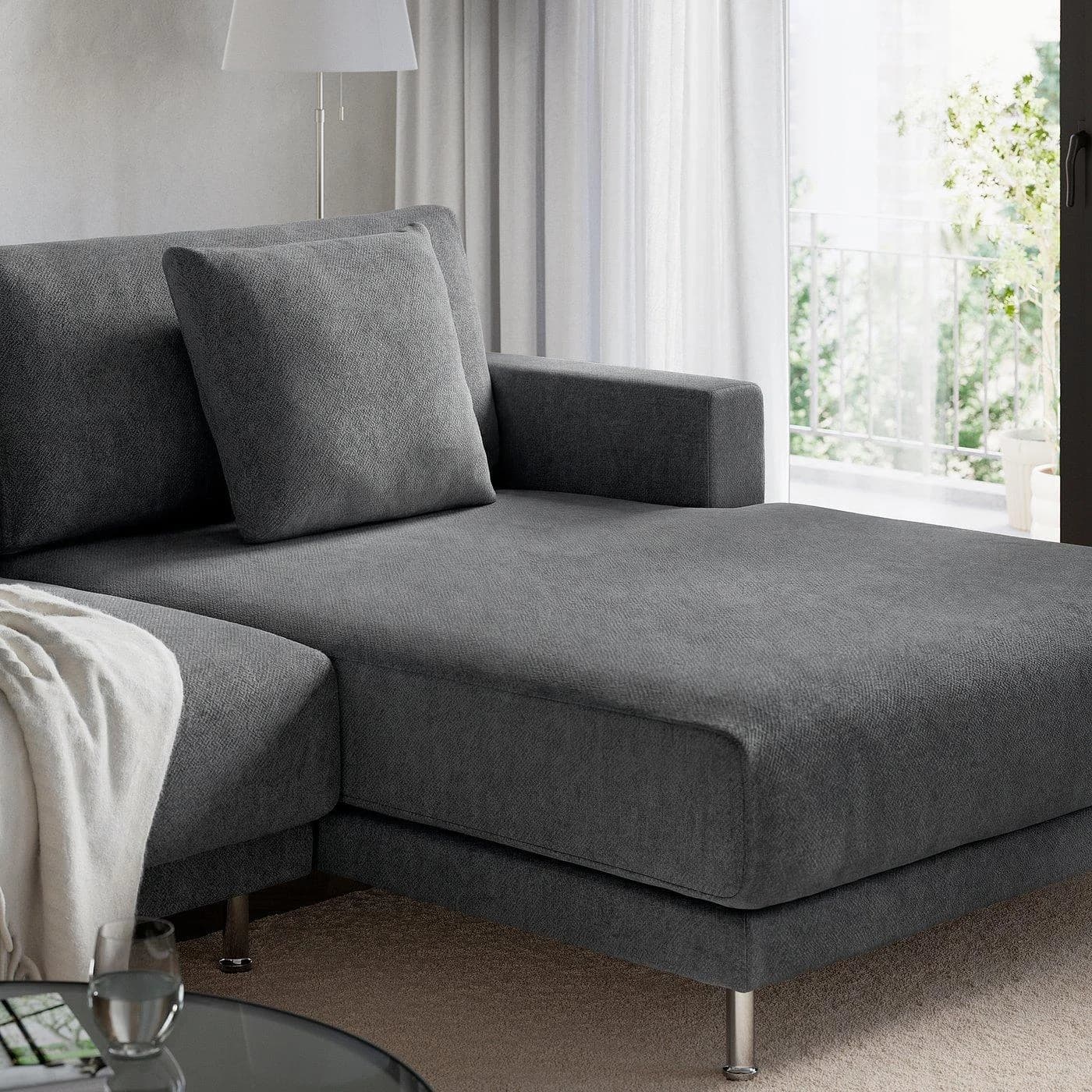 IKEA UPPÅKRA 4,5er-Sitzelement mit Recamiere rechts, Dunkelgrau