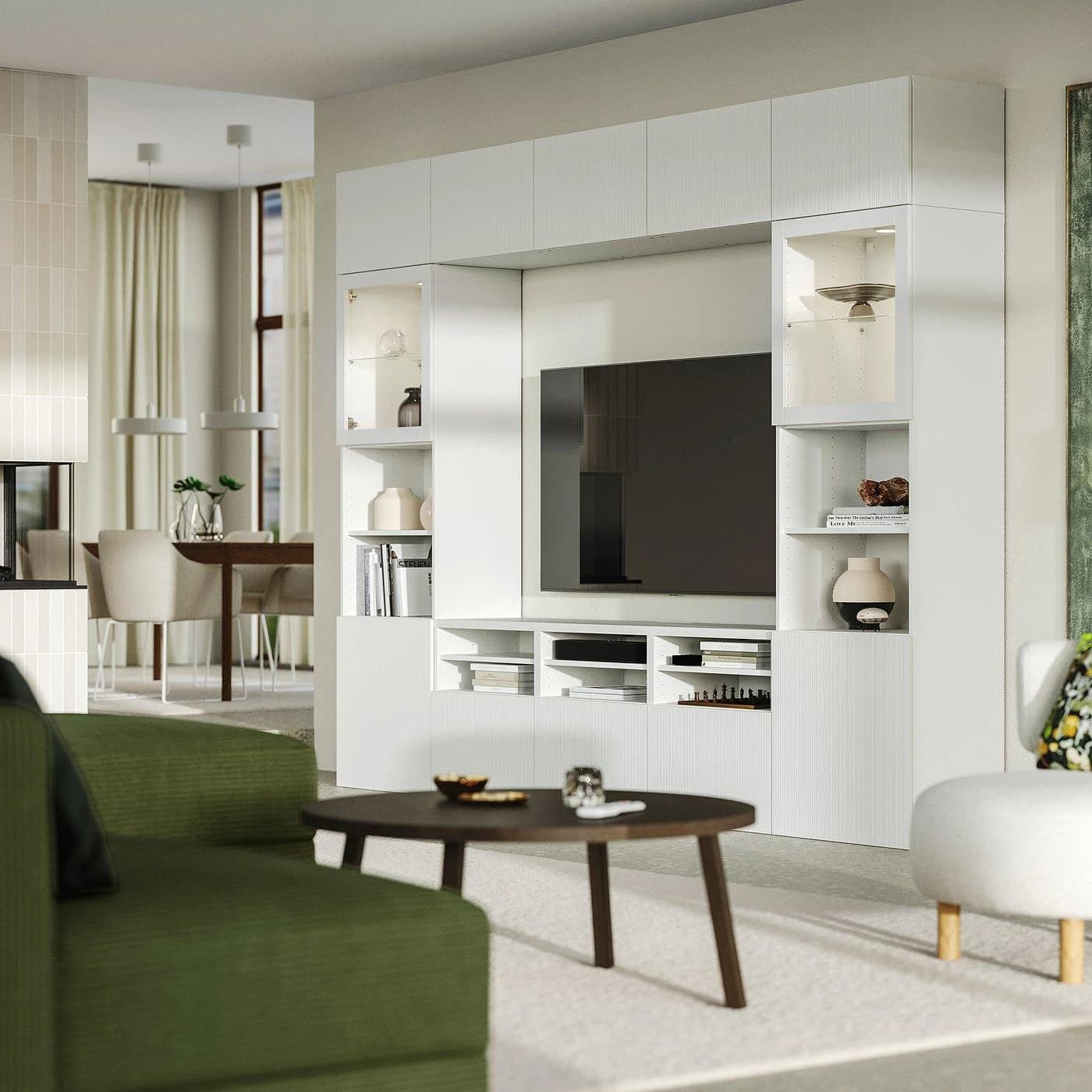IKEA BESTÅ TV-Kombination mit Vitrinentüren Weiß