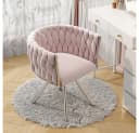 XDeer Schminkstuhl Rosa Samt mit 360° Drehfunktion Bild 2