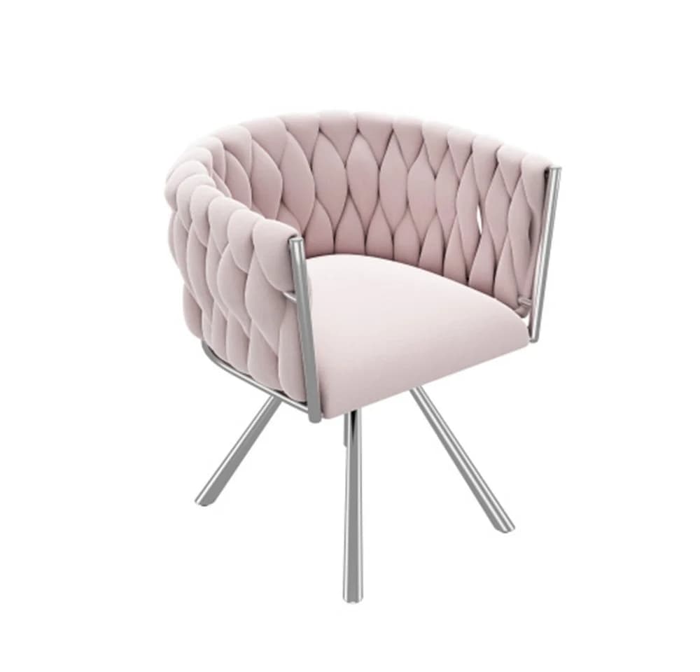 XDeer Schminkstuhl Rosa Samt mit 360° Drehfunktion - Bild 4