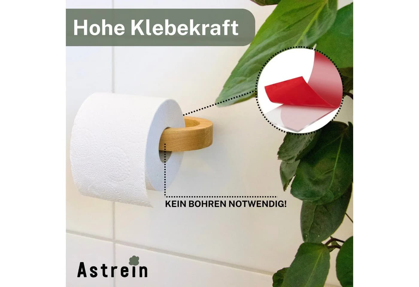 Astrein Toilettenpapierhalter Holz ohne Bohren Eiche