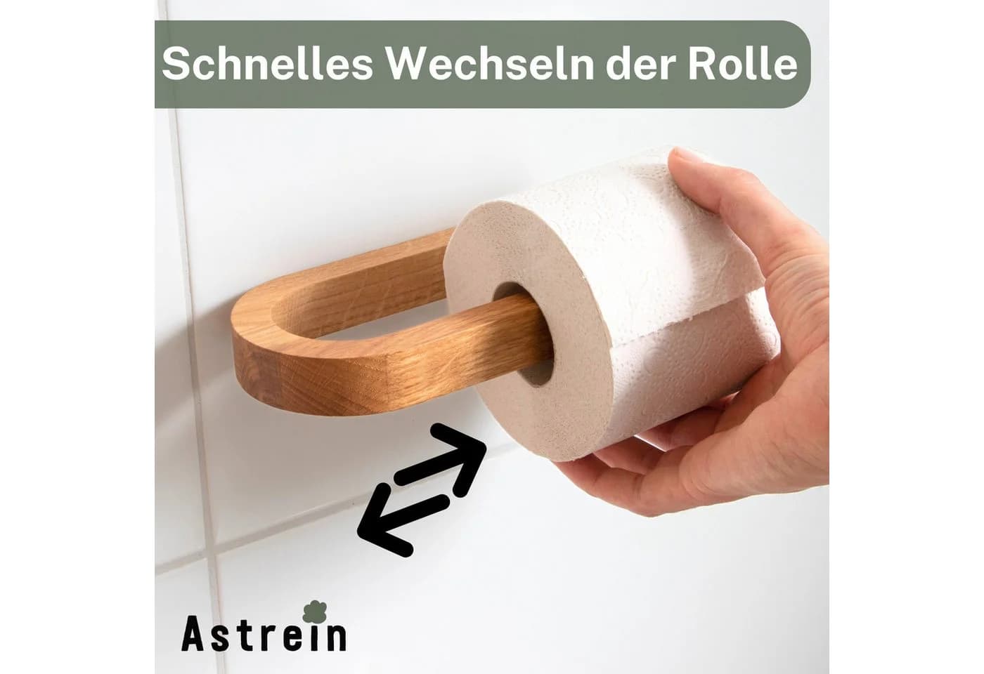 Astrein Toilettenpapierhalter Holz ohne Bohren Eiche - Bild 3