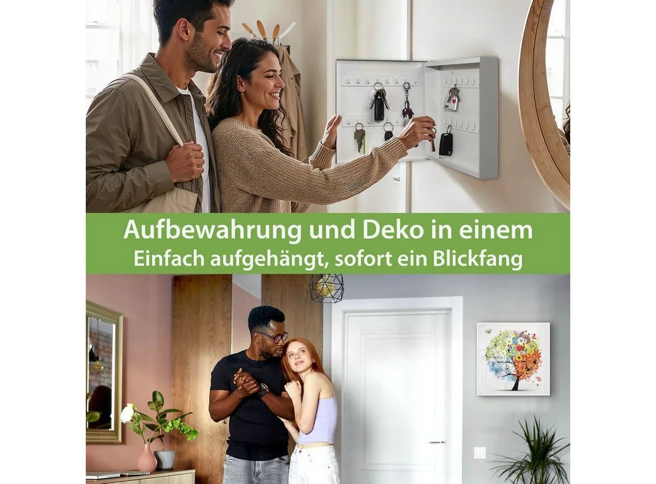 banjado Schlüsselkasten Metall Vier Jahreszeiten 32 Haken weiß - Bild 3