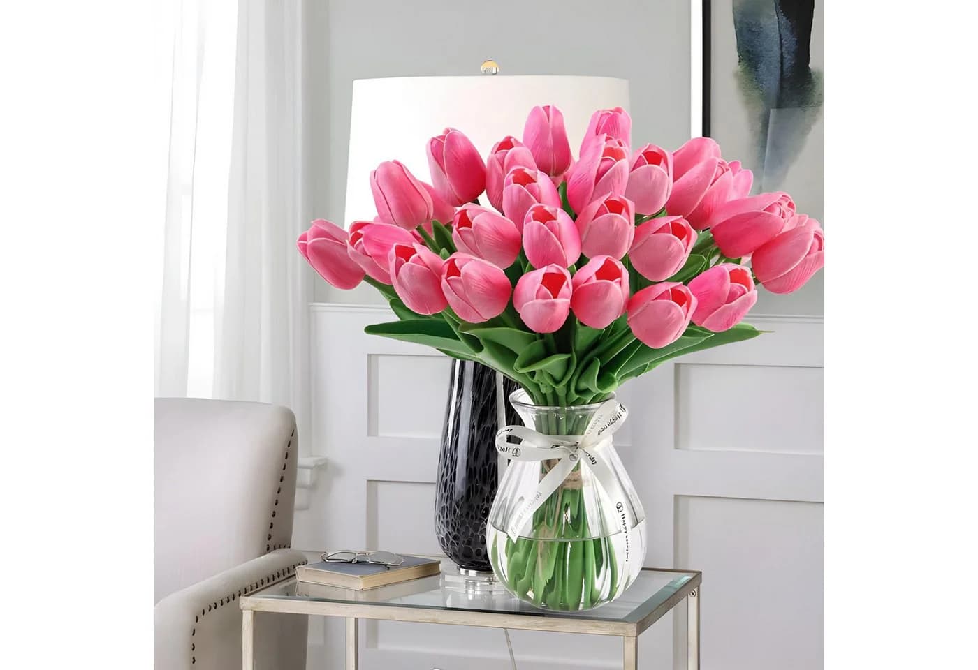HS.SUPPLY Kunstblumen Tulpenstrauß 10er Set Weiß - Bild 4