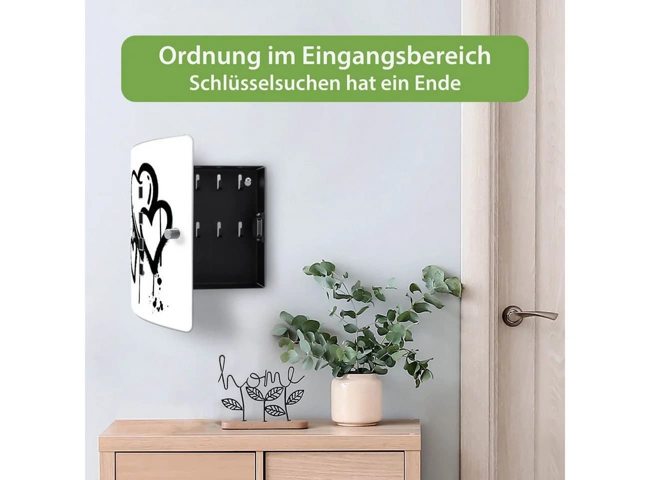 banjado Schlüsselkasten Edelstahl mit Motiv Herzen Graffiti