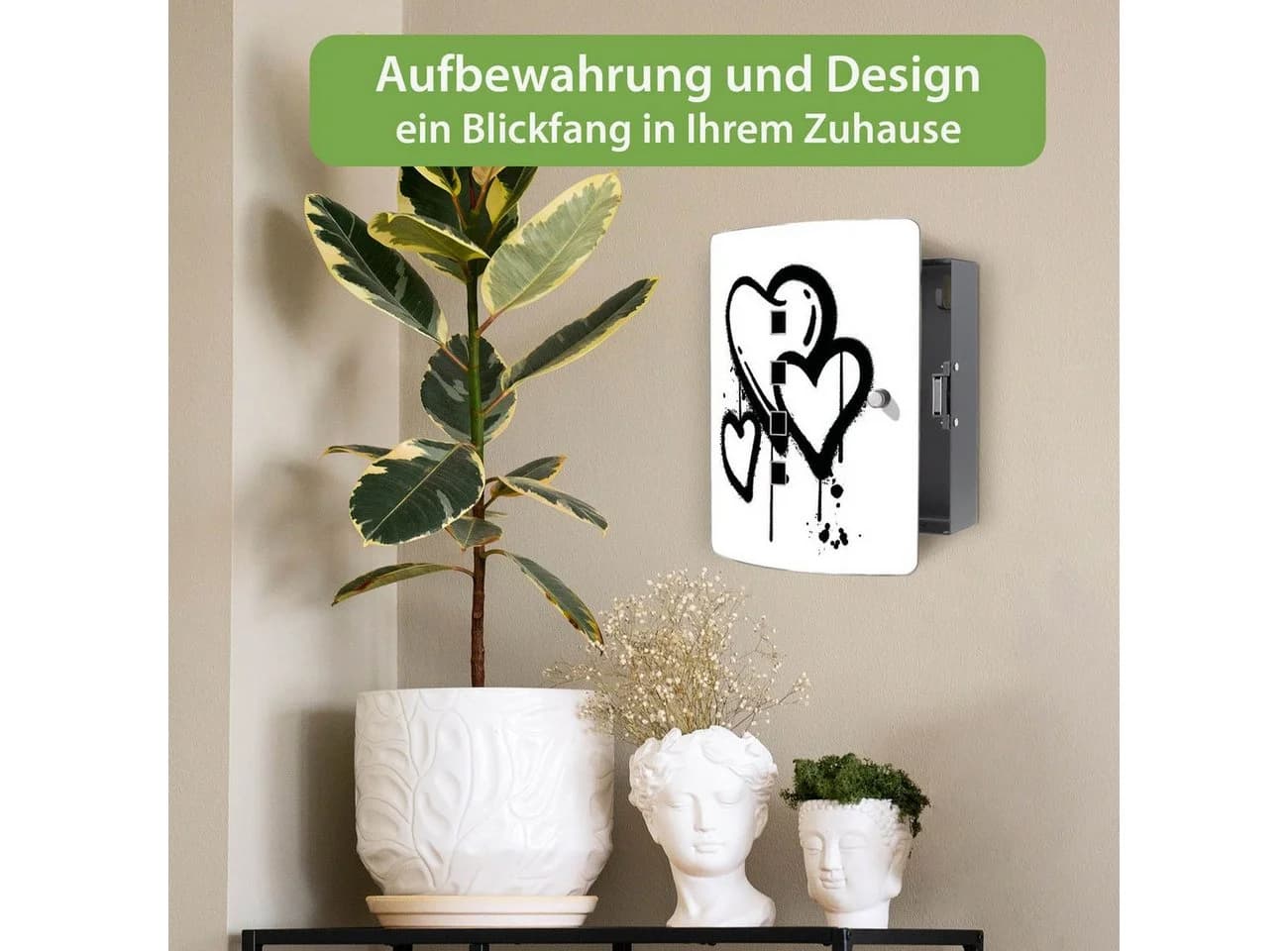 banjado Schlüsselkasten Edelstahl mit Motiv Herzen Graffiti - Bild 3
