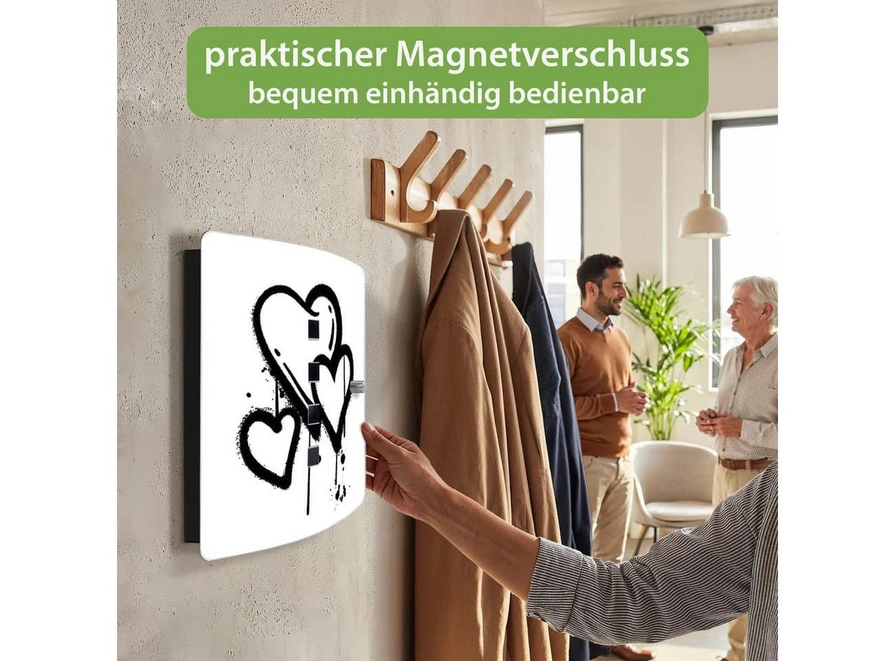 banjado Schlüsselkasten Edelstahl mit Motiv Herzen Graffiti - Bild 4