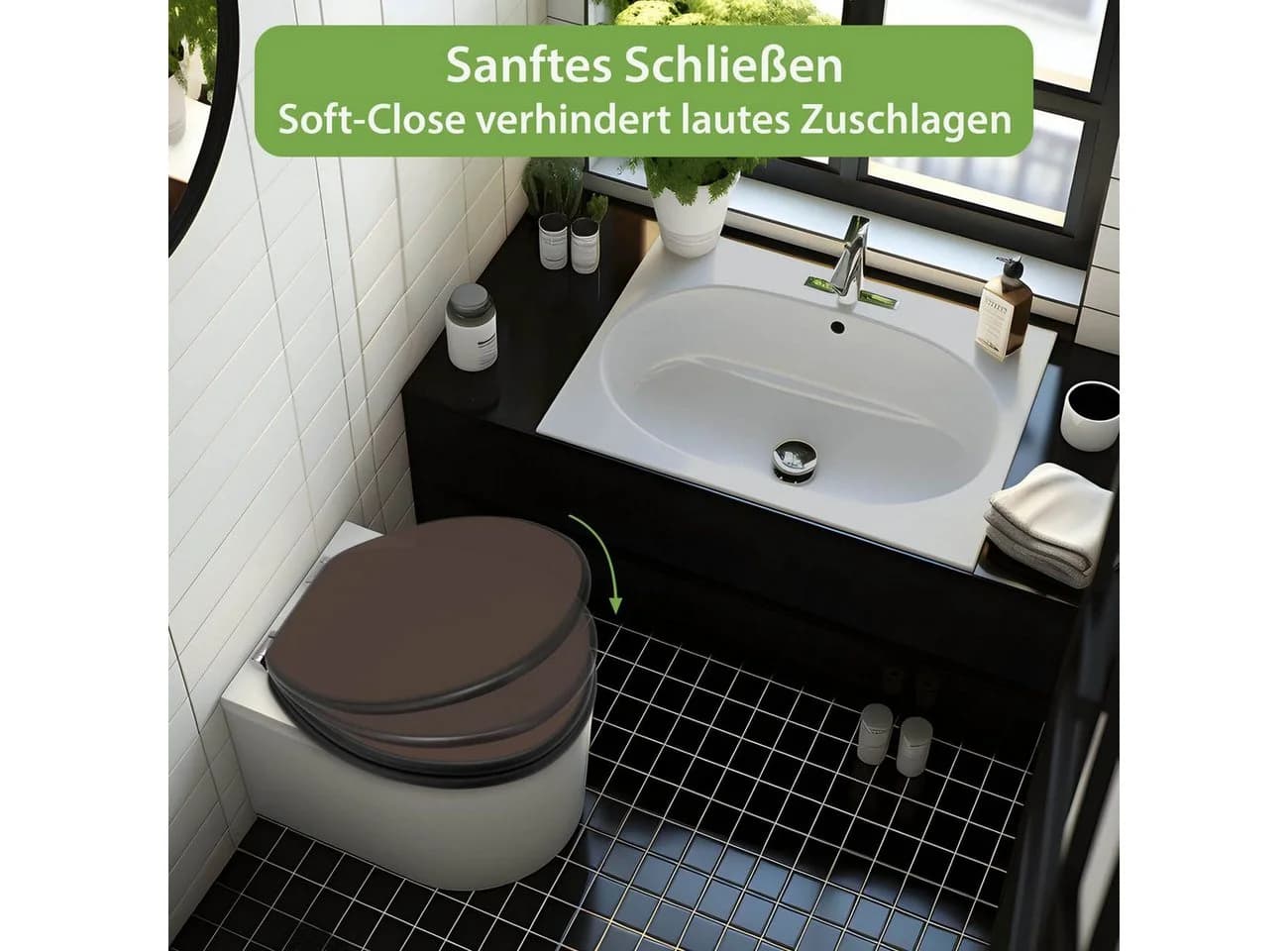 banjado WC-Sitz Anthrazit mit Absenkautomatik Motiv Schokobraun - Bild 5
