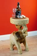 Kinaree Beistelltisch CHANG Akazie Massivholz Elefant Schnitzerei Braun Bild 2