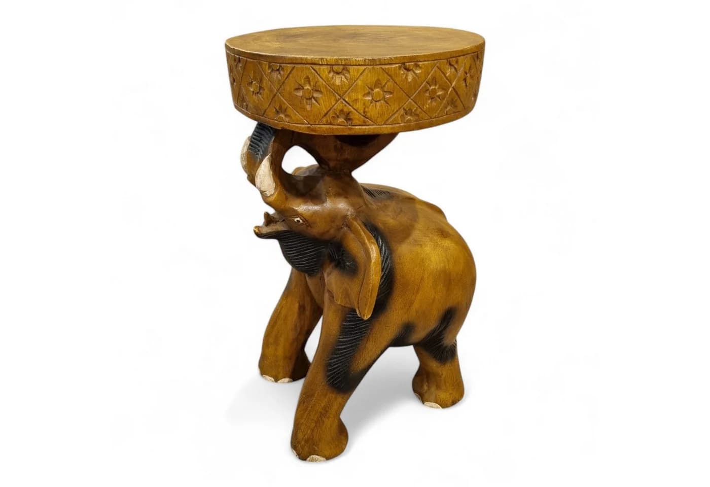 Kinaree Beistelltisch CHANG Akazie Massivholz Elefant Schnitzerei Braun - Bild 4