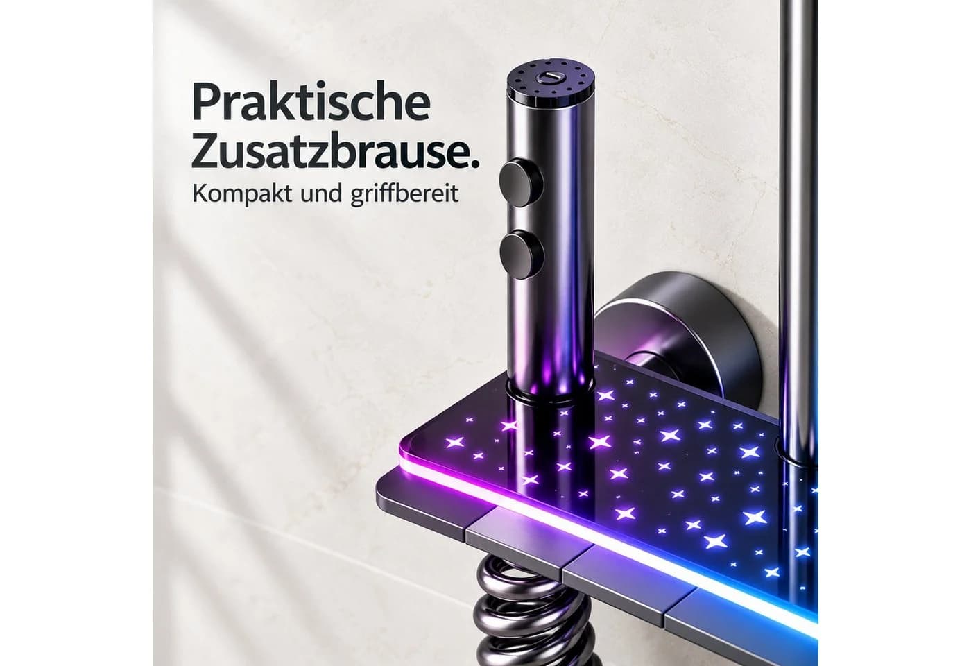 LuxaSteel Duschsystem mit LED, Digitalanzeige & 5 Strahlarten Grau - Bild 5
